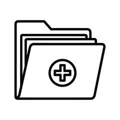 Fototapeta premium Folder with Plus Sign Icon - Simple Line Art Design