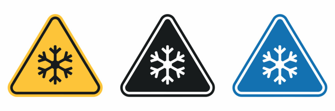 Cold Warning Signs Icon for Extreme Weather Alerts, Safety Systems, and User Interface Design
