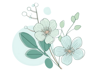 Elegant floral design element with flowers and leaves
