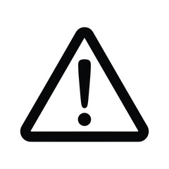 Warning Sign Icon - Black Exclamation Mark on White Background
