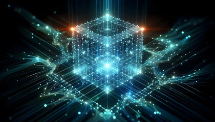 Fototapeta premium Illuminated network grid