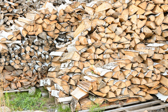 Firewood prepared for stove heating winter