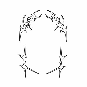 Black and white cyber sigilism tribal frames for metal hardcore posters, streetwear clothing designs, tattoos, and stickers. Vector.