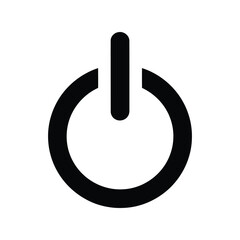 Power button vector silhouette icon isolated on white, minimal black symbol