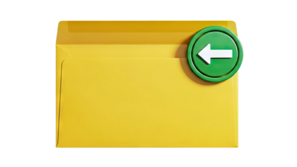Yellow Envelope with Green Left Arrow Icon