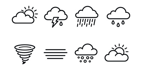 Weather forecast line icons set
