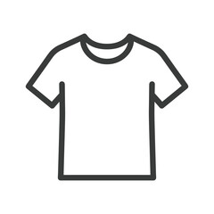 Simple Black Outline T-Shirt Icon on White Background