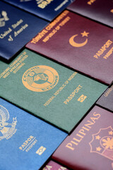 Passports of citizens of different countries of the world. Passports background