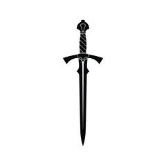 Medieval Sword Illustration on White Background