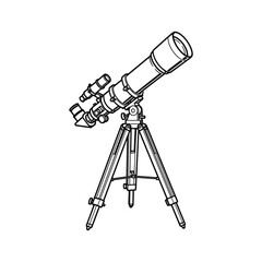 Vintage Style Refractor Telescope on Tripod Stand Illustration