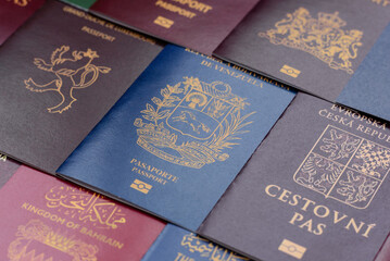 Fototapeta premium Passports of citizens of different countries of the world. Passports background
