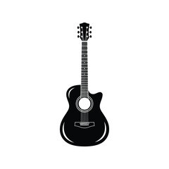 Fototapeta premium Acoustic guitar silhouette vector illustration isolated on white background