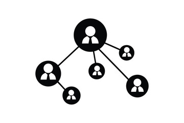 Social Network, connection icon with blue interconnected user profiles