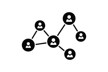Social Network, Connection icon with People Silhouettes and Linking Lines