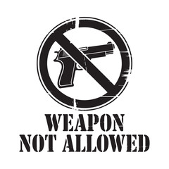 No weapons allowed A prohibition sign featuring a handgun illustration
