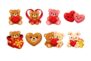 Obraz premium Valentine's Day cartoon illustrations set