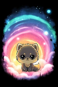 Wolf Rainbow Cute Animal Vortex Fantasy Space Cosmic Landscape