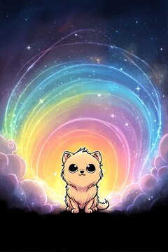 Wolf Rainbow Cute Animal Vortex Fantasy Space Cosmic Landscape