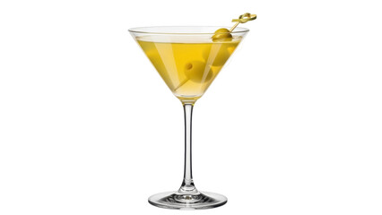 Classic martini cocktail with olives isolated PNG, elegant alcoholic beverage for bars and celebrations on transparent background