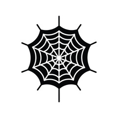 Spider web vector silhoutte icon isolated on white, Halloween decoration design