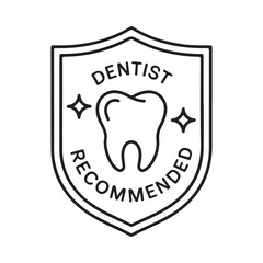 Dentist recommended logo with tooth icon and shield