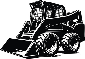 Black skid steer loader compact construction equipment with front bucket isolated on white background for industrial use © Md Hasan