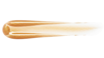 Golden lip gloss swatch isolated PNG on transparent background, shimmering makeup product for beauty and cosmetic design