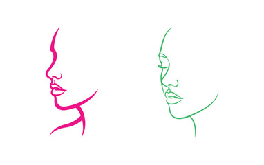 line art illustration of a female face profile
