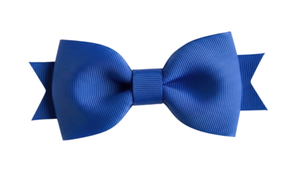 Royal blue ribbon bow tie isolated PNG, elegant hair accessory for girls and women on transparent background