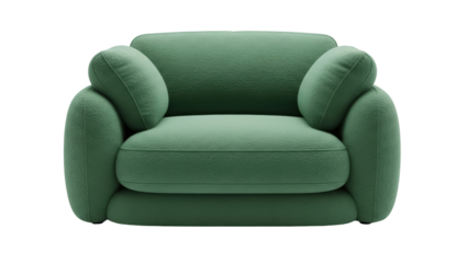 Modern green armchair PNG isolated on transparent background, contemporary furniture for living room and interior design projects