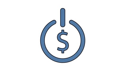 Dollar sign within power button icon symbolizing finance and business concept
