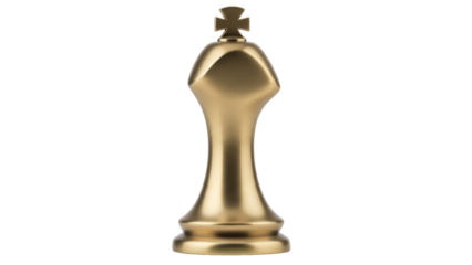 Golden chess king isolated PNG on transparent background, luxury game piece for strategy and design projects
