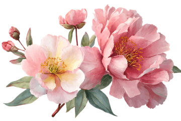 Watercolor pink peony floral illustration