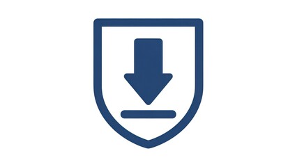 Shield icon with download arrow secure protection concept for digital content