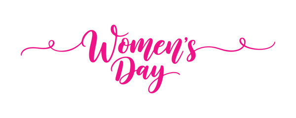 Celebration of Women's Day. Chic calligraphy text. Handwritten text in multicolored ink, separated on white and transparent backgrounds for your custom design. Vector Illustration

