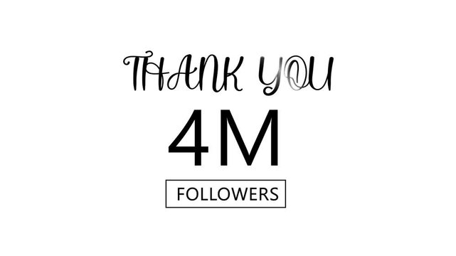 Thank you, 4M followers. confetti party effects, social media milestone motion graphics animation. Thank you, followers' congratulation. followers' modern animation banner design.