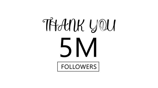 Thank you, 5M followers. confetti party effects, social media milestone motion graphics animation. Thank you, followers' congratulation. followers' modern animation banner design.