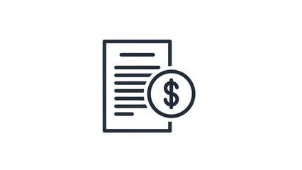 Document with dollar sign icon illustrating finances and transactions