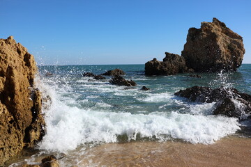 Obraz premium View of rocky beaches on the coast of Algarve, Portugal