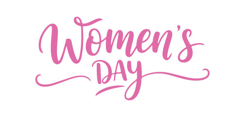 Celebrating Women's Day. Fashionable calligraphy text. Handwritten in colorful ink, available on white and transparent backgrounds for your design purposes. Vector Illustration

