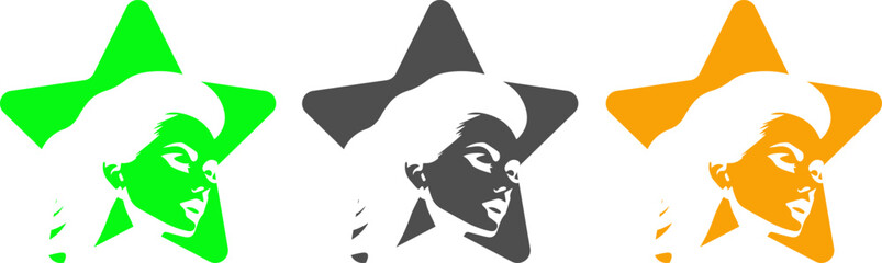 Fototapeta premium colorful star shaped icons with woman faces