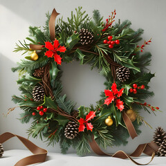 Realistic Christmas wreath concept