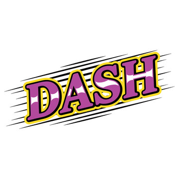 Comic Style Text Dash with Dynamic Motion Lines and Purple Gradient Effects for Action Concept and Creative Graphic Design Projects Vector
