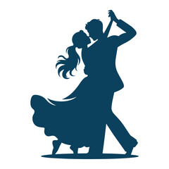 Romantic Dancing Couple Silhouette Illustration