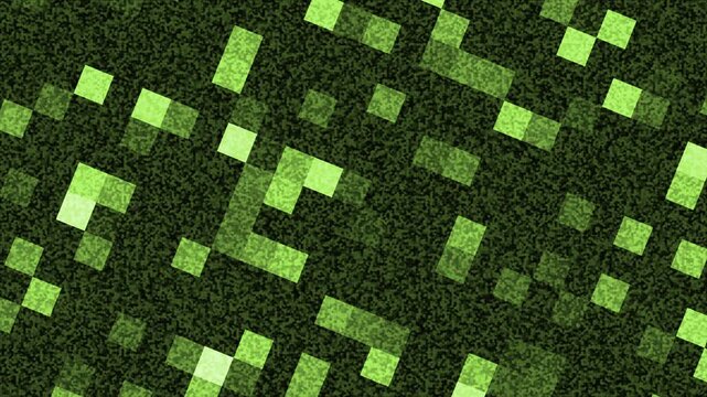 Pixelated Green Pattern Background, Abstract Geometric Motion