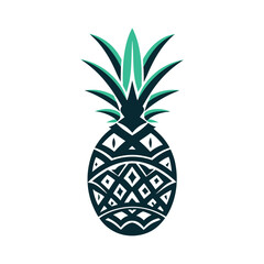 Stylized Geometric Pineapple Vector Illustration in Teal Tones
