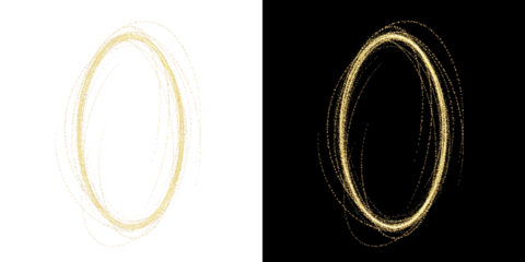 A mesmerizing pair of glowing golden rings against a dark background