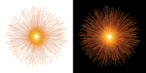 A vibrant display of fireworks exploding in the night sky with bright orange and yellow sparks