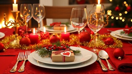 Fototapeta premium Elegant christmas table setting