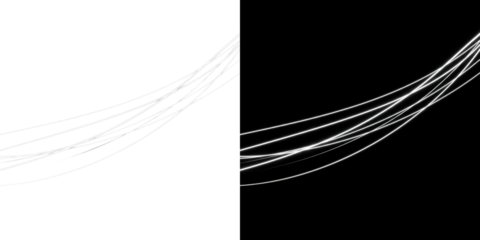 A minimalist digital illustration of white lines on a black background